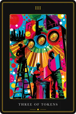 Three of Tokens — The Tarot of New York City